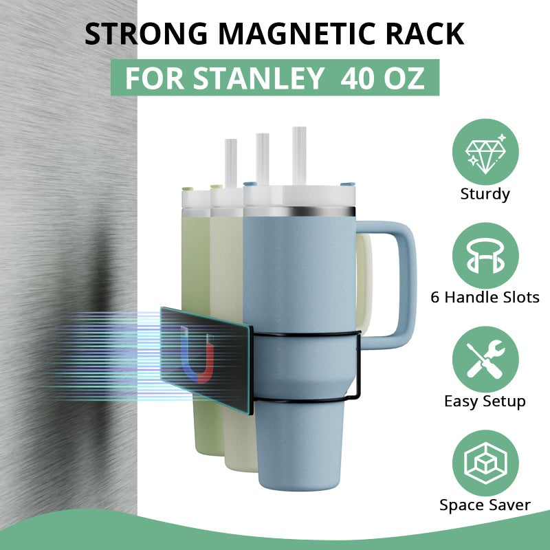 Arctiiro Magnetic Stanley Cup Holder for Refrigerator  Water Bottle Organizer for Stanley 40 oz with Handle  Tumbler Lid Organizer for Stanley Cup Accessories  Gifts Ideal - Image 2